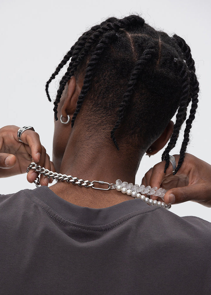 ASYMMETRIC PEARL & CHAIN NECKLACE UWDES4468