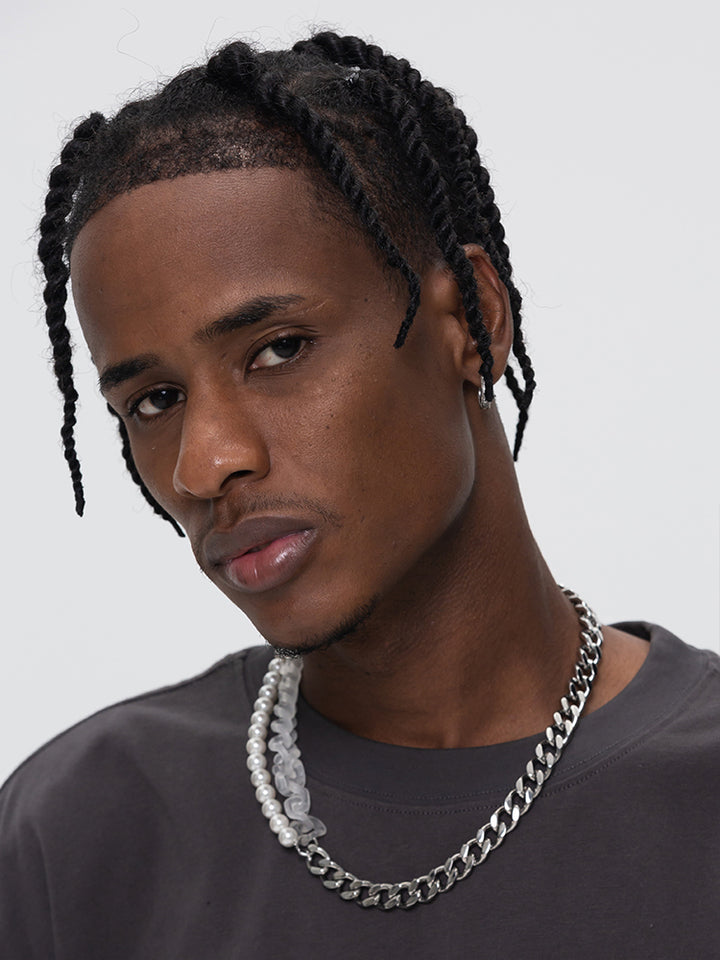 ASYMMETRIC PEARL & CHAIN NECKLACE UWDES4468