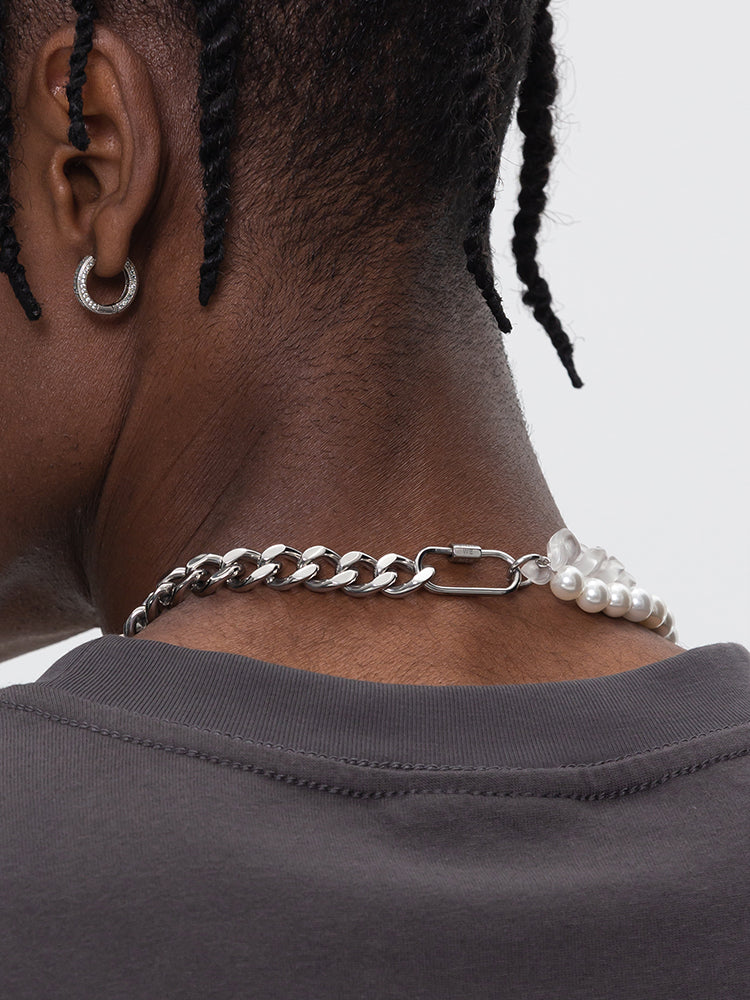 ASYMMETRIC PEARL & CHAIN NECKLACE UWDES4468