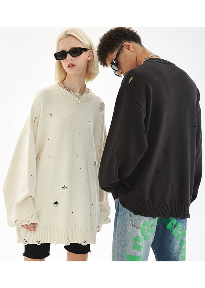 DAMAGED KNIT PULLOVER BEDES4526