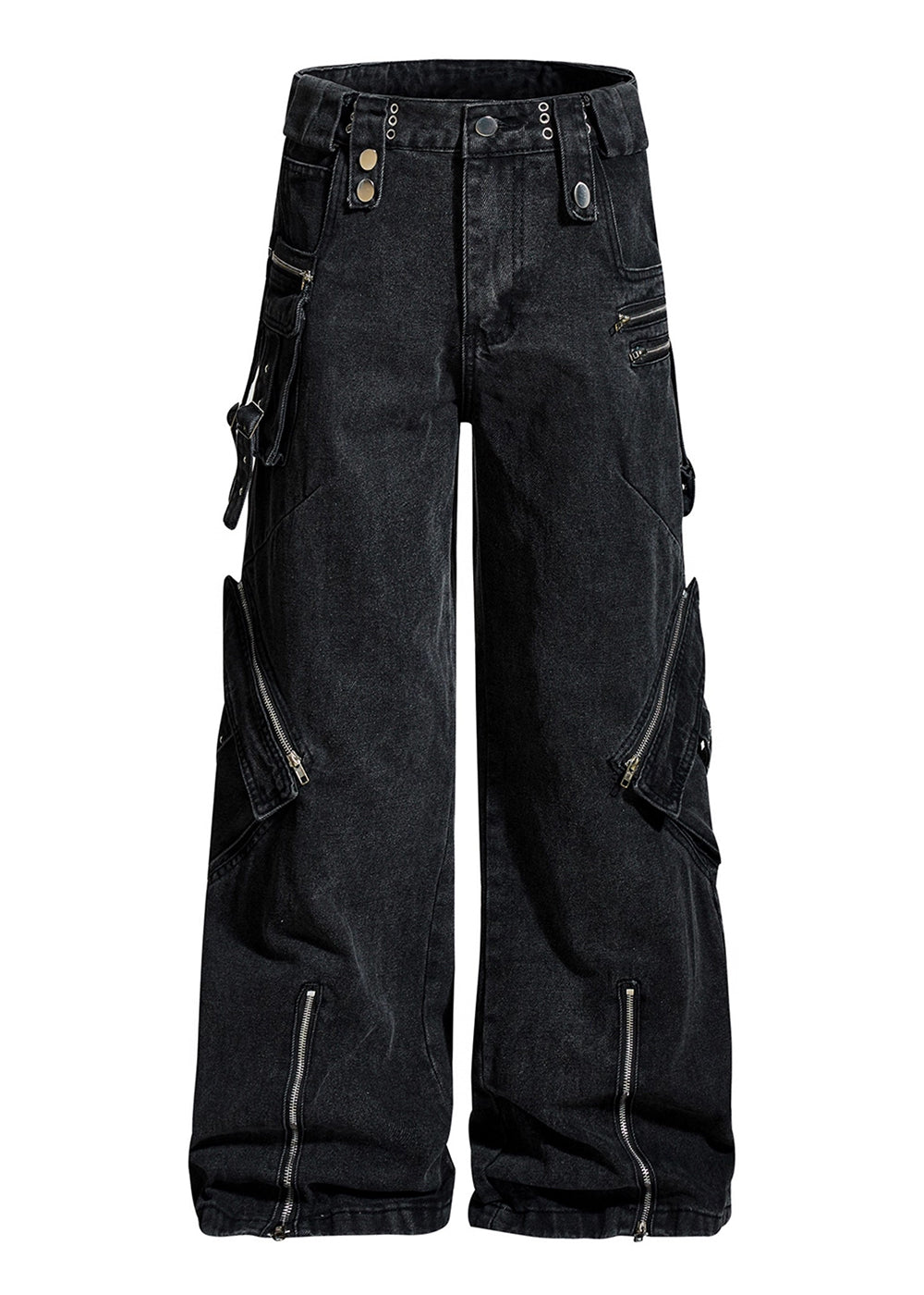 ZIP DESIGHNED DENIM CARGO PANTS DFDES4490