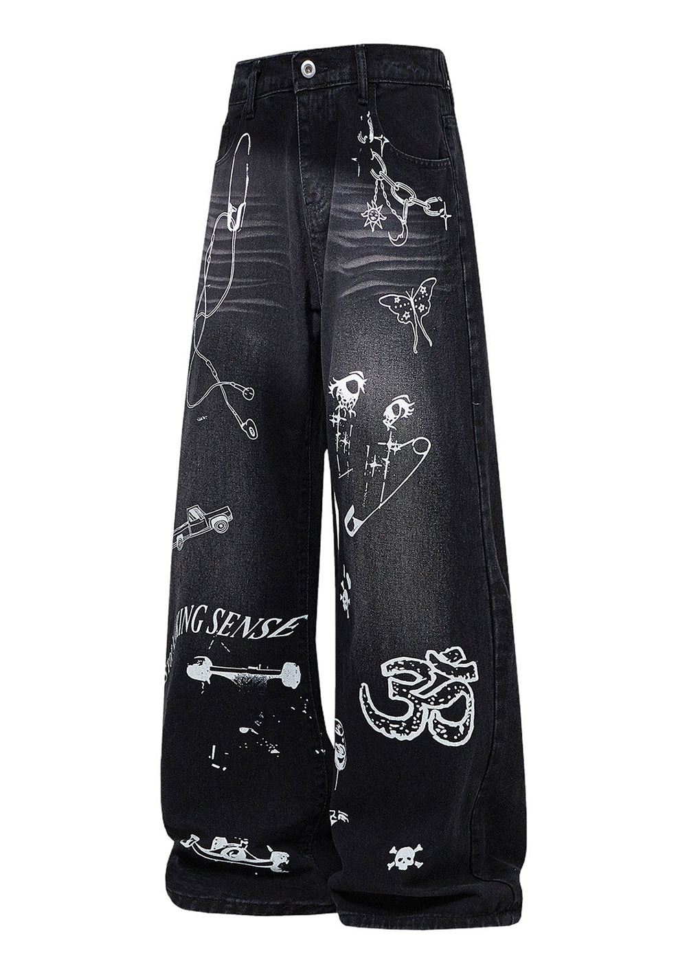 GRAFFITI WIDE LEG DENIM PANTS AEDES4573