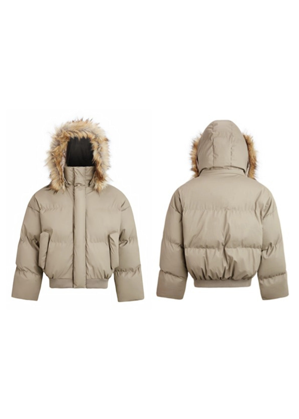 FUR HOODED PUFF SHORT JACKET BEDES4541