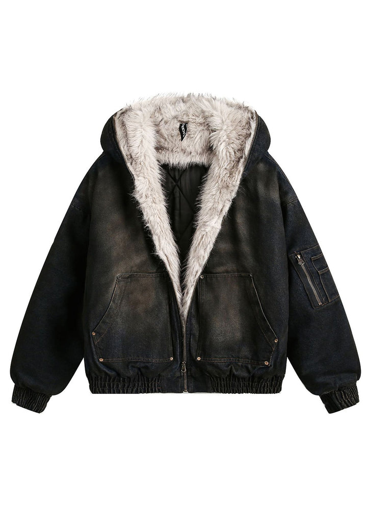 GRUNGE DENIM FUR HOOD BLOUSON BEDES4529