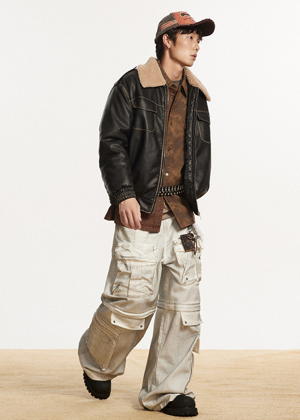 BOA COLLAR LEATHER JACKET BEDES4524