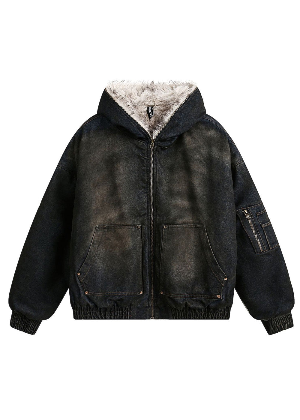 GRUNGE DENIM FUR HOOD BLOUSON BEDES4529