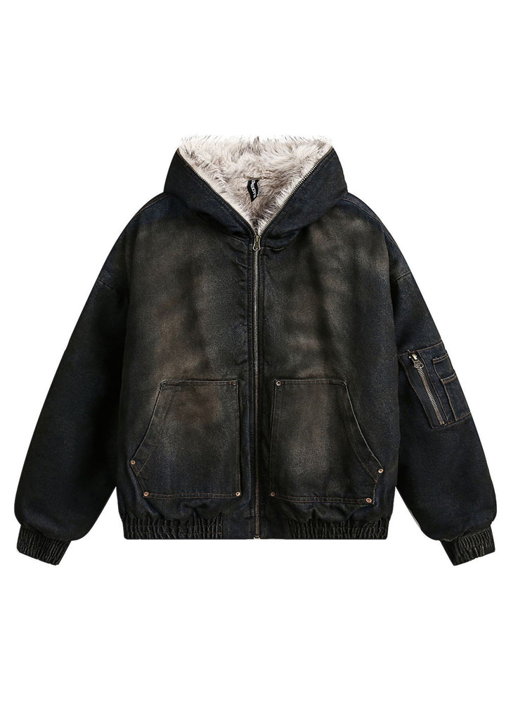 GRUNGE DENIM FUR HOOD BLOUSON BEDES4529