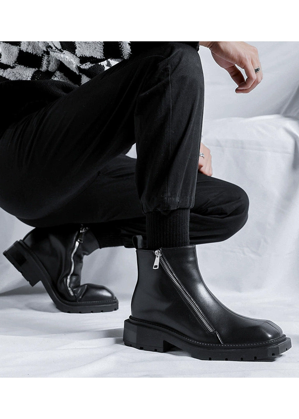 ZIP DESIGN PU LEATHER BOOTS BEDES4514