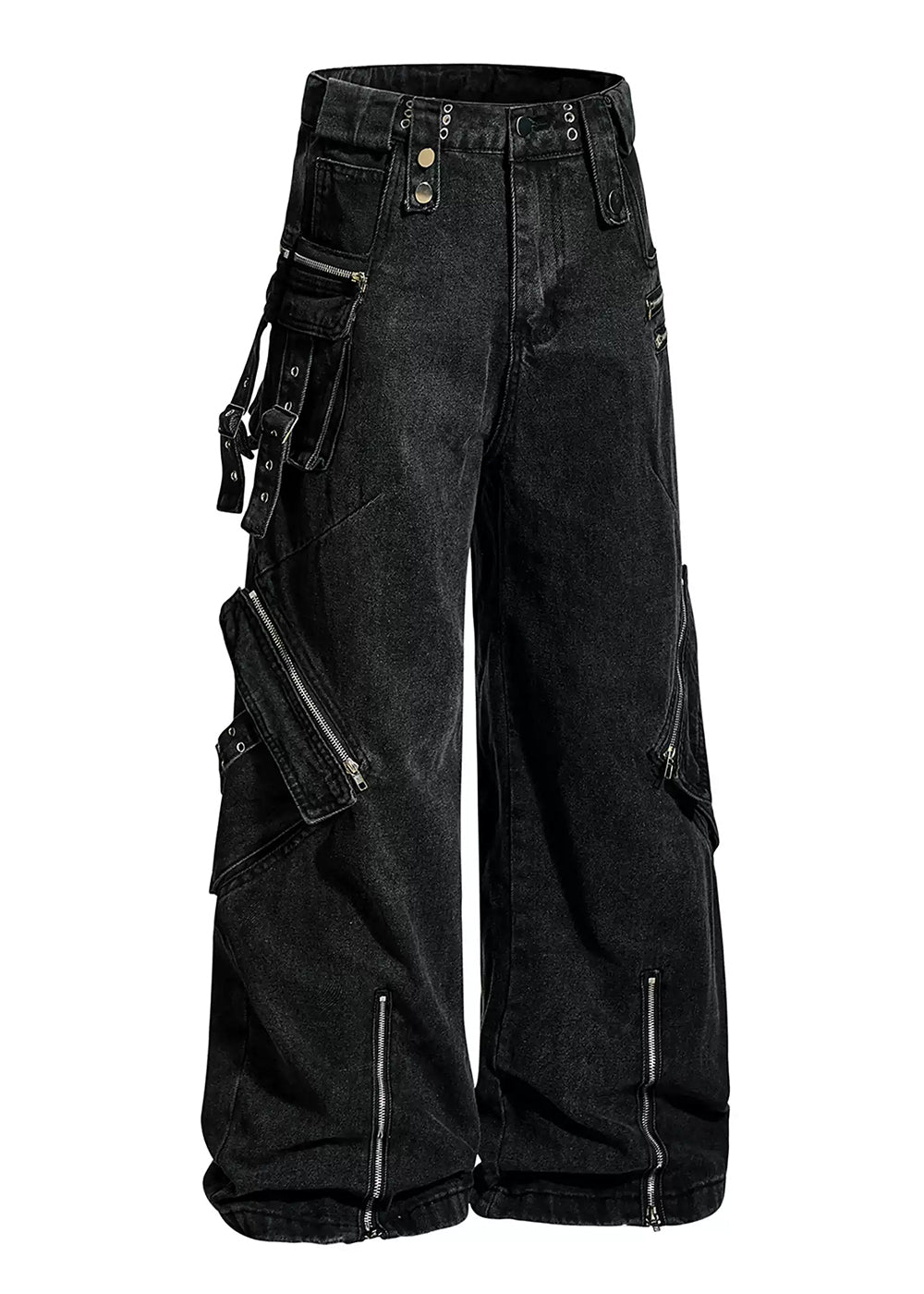 ZIP DESIGHNED DENIM CARGO PANTS DFDES4490