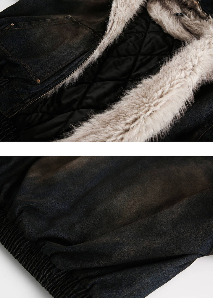 GRUNGE DENIM FUR HOOD BLOUSON BEDES4529
