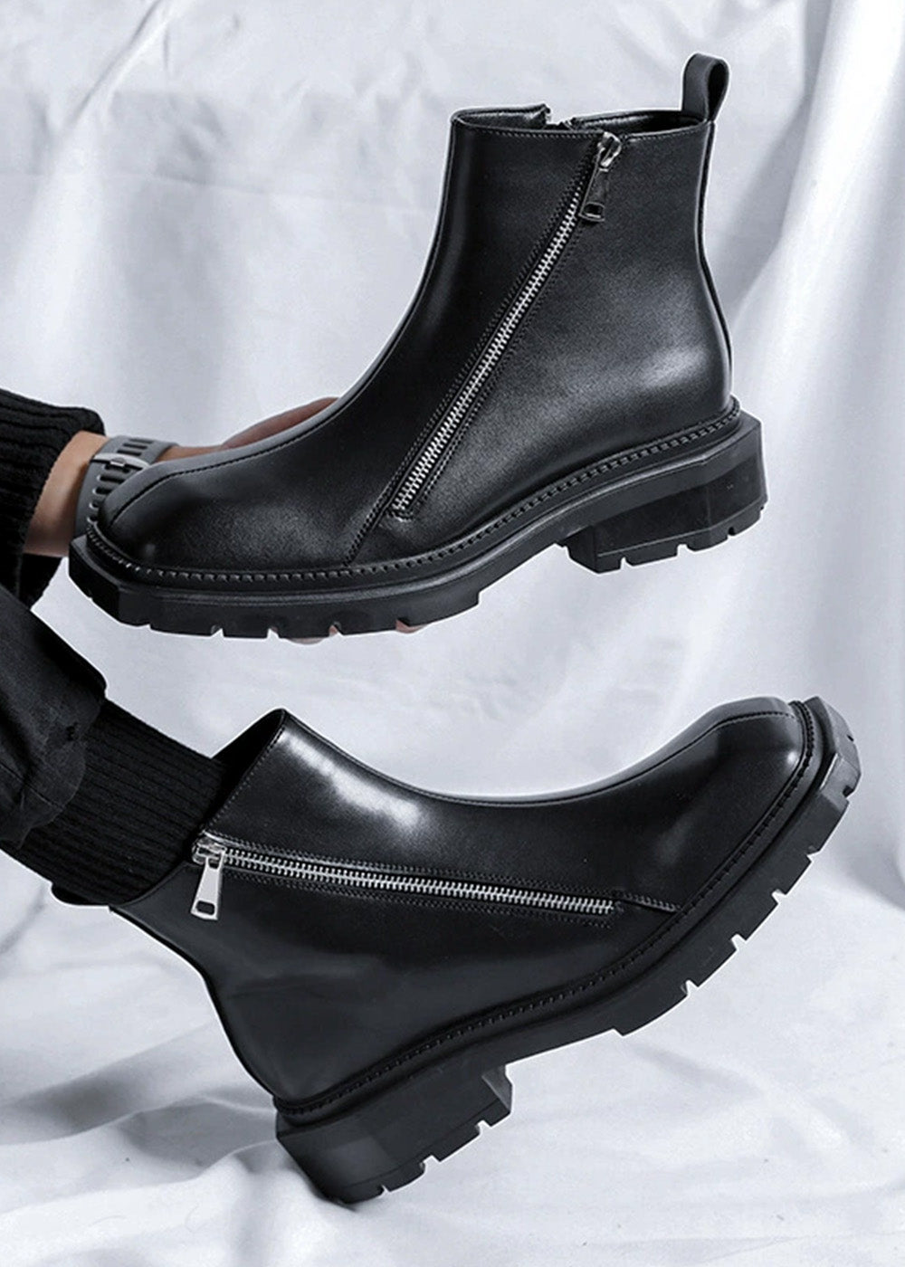 ZIP DESIGN PU LEATHER BOOTS BEDES4514