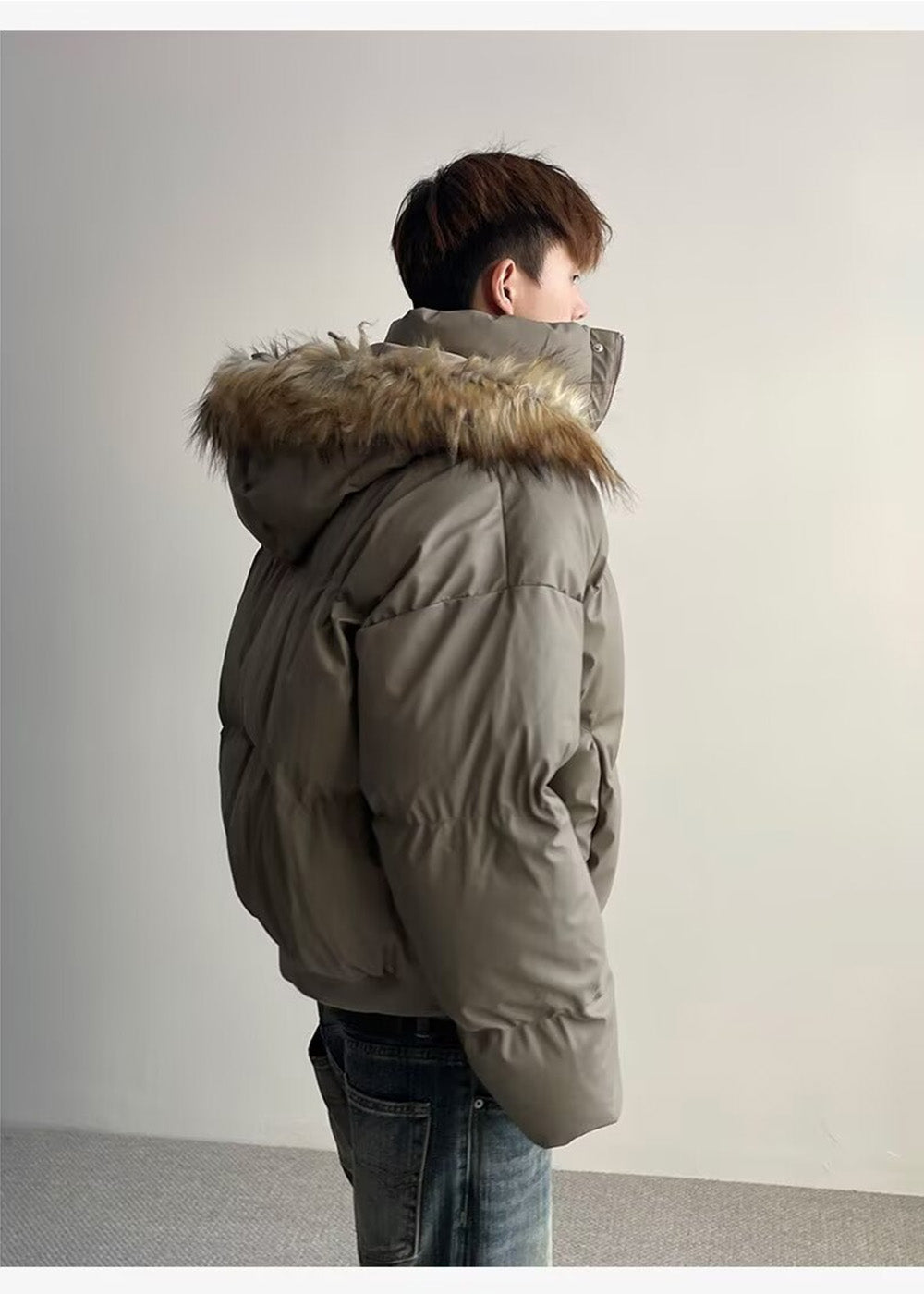 FUR HOODED PUFF SHORT JACKET BEDES4541