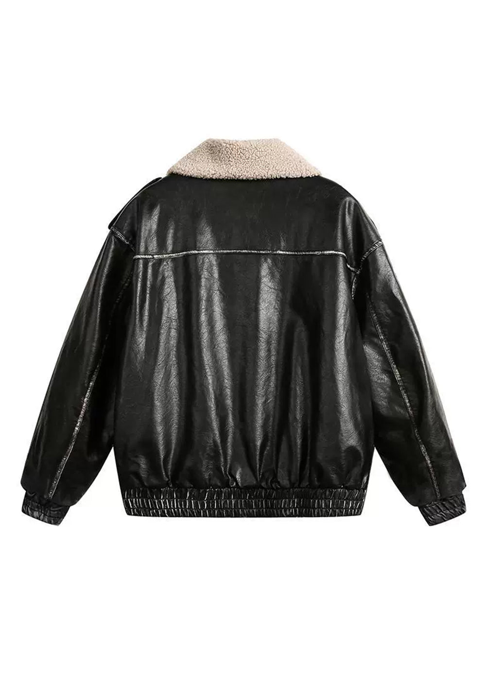 BOA COLLAR LEATHER JACKET BEDES4524