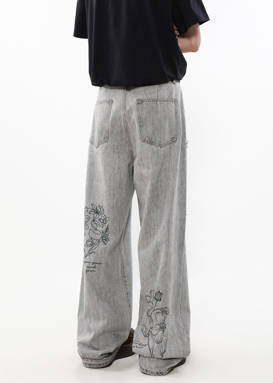 EMBROIDERY FLOWER LOOSE DENIM AEDES4562 - Deuku