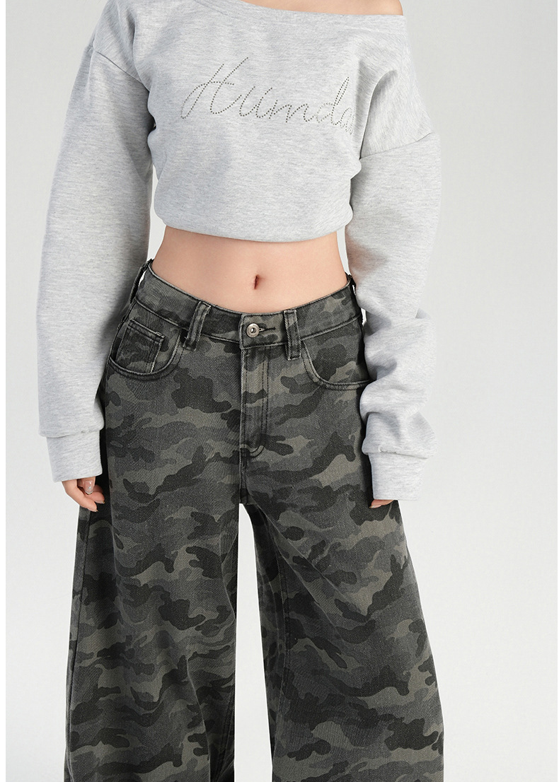 CAMO WIDE BUGGY DENIM PANTS BEDES4615