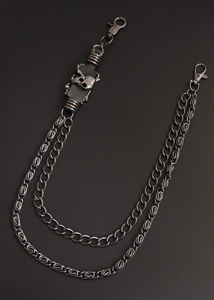 SKULL DOUBLE CHAIN WALLET CHAIN BEDES4713