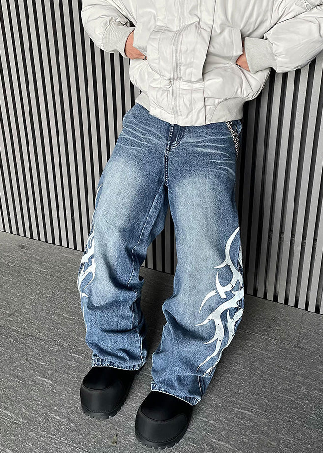 TRIBAL PAINT WIDE DENIM PANTS DFDES4498
