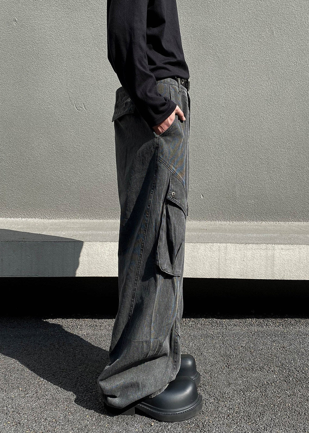 WASHED WIDE CARGO PANTS AEDES4565 - Deuku