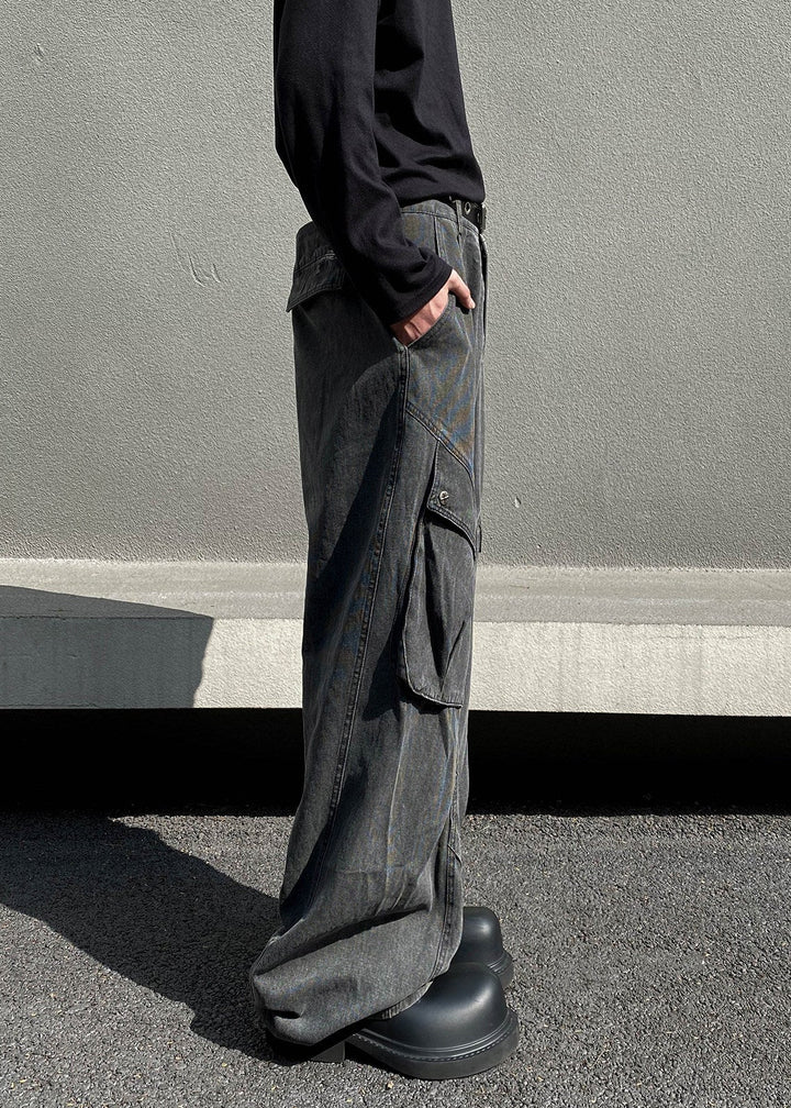WASHED WIDE CARGO PANTS AEDES4565 - Deuku