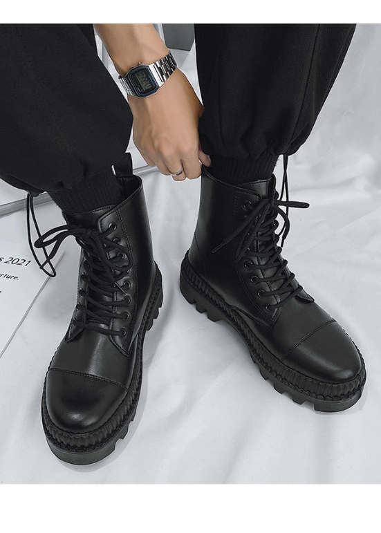 SIDE ZIP COMBAT PLATFORM BOOTS BEDES4546