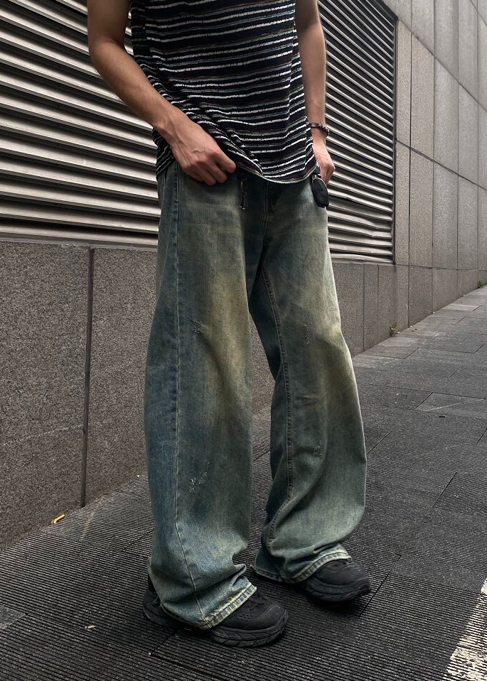 WASHED WIDE DENIM PANTS MNDES2670