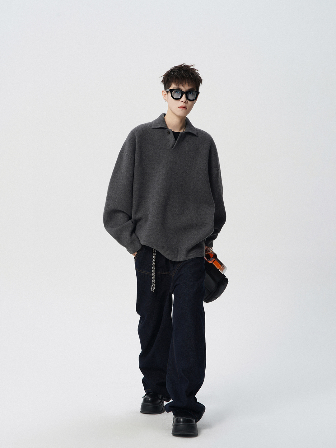 OVERSIZED POLO KNIT SWEATER BEDES4550