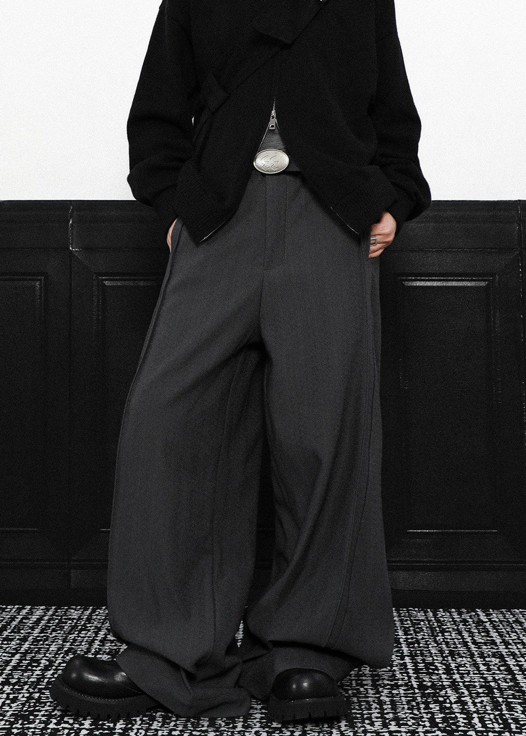 URBAN DRAPE WIDE BAGGY SLACKS AEDES4563 - Deuku