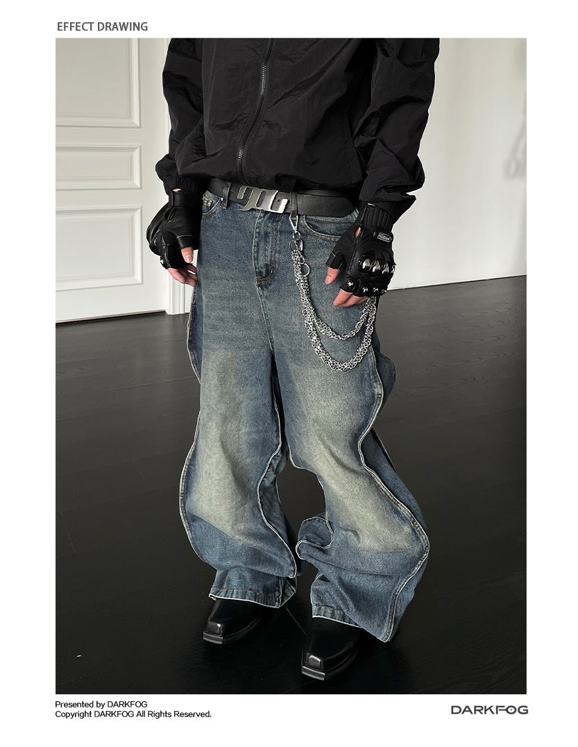 SIDE ZIP WIDE DENIM PANTS DFDES4436
