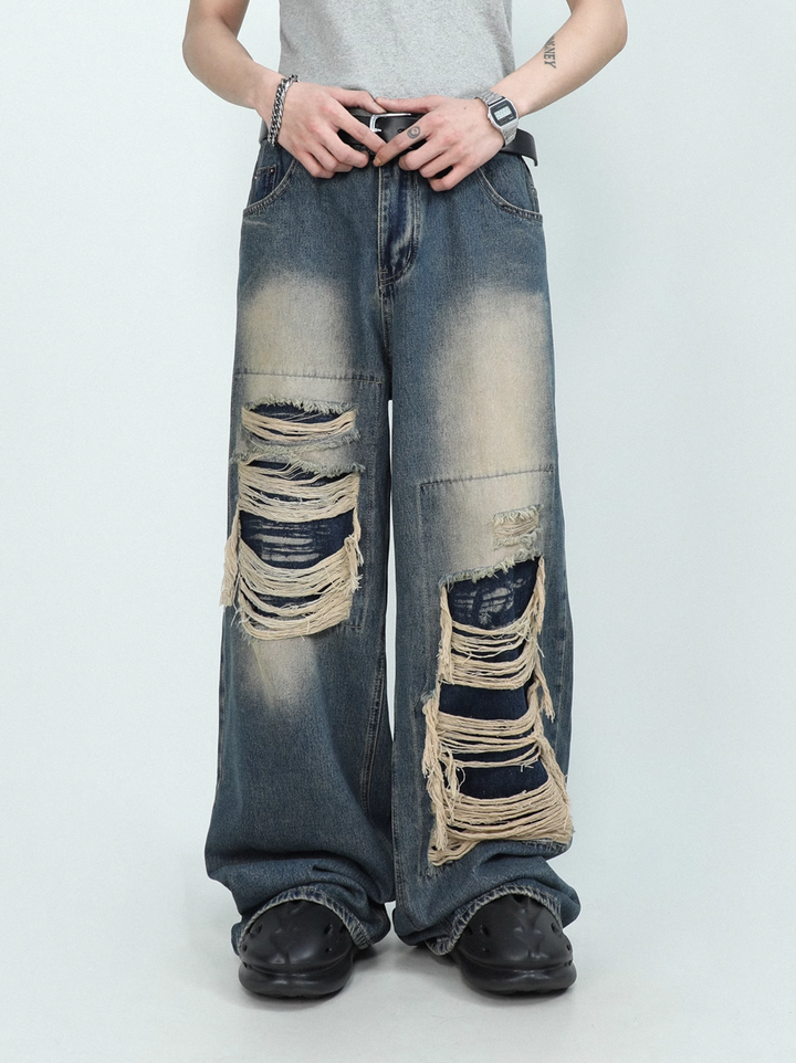 DAMAGED WIDE DENIM PANTS MEDES4372