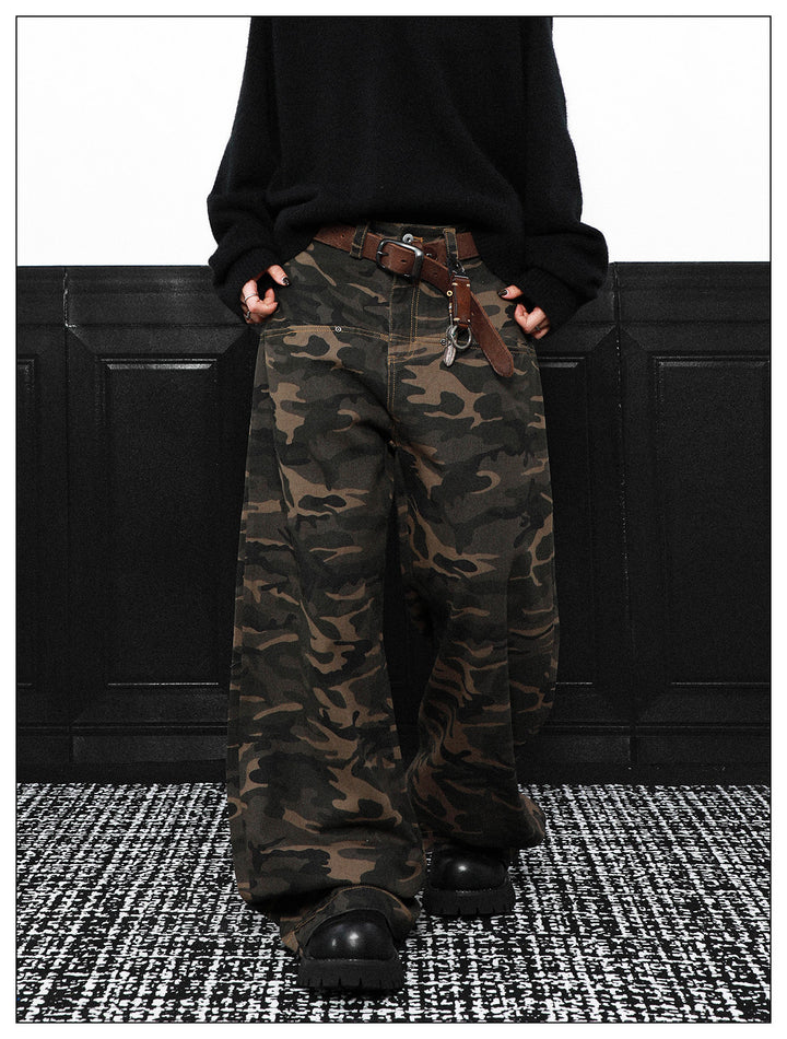 FRONT POCKET WIDE CAMO PANTS AEDES4581 - Deuku