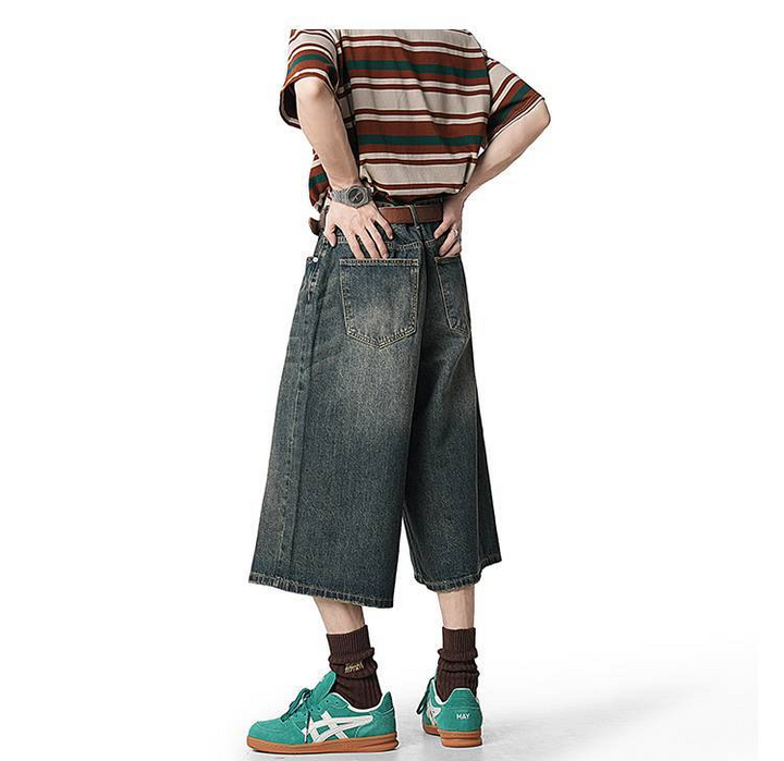 WIDE BUGGY DENIM BERMUDA PANTS BEDES4641