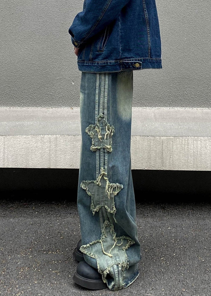 STAR PATCHED WIDE DENIM PANTS AEDES4556