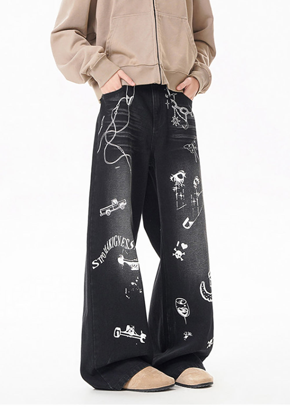 GRAFFITI WIDE LEG DENIM PANTS AEDES4573