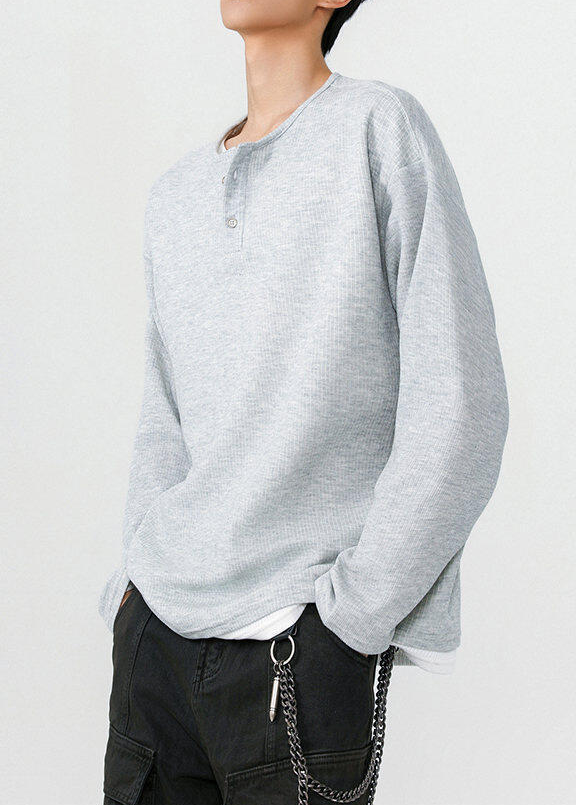 MINIMAL WAFFLE HENLEY LONG T-SHIRT BEDES4613