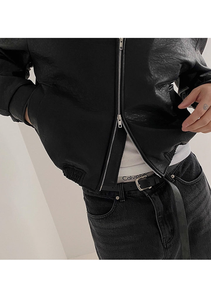 DOUBLE ZIP LEATHER JACKET BEDES4519