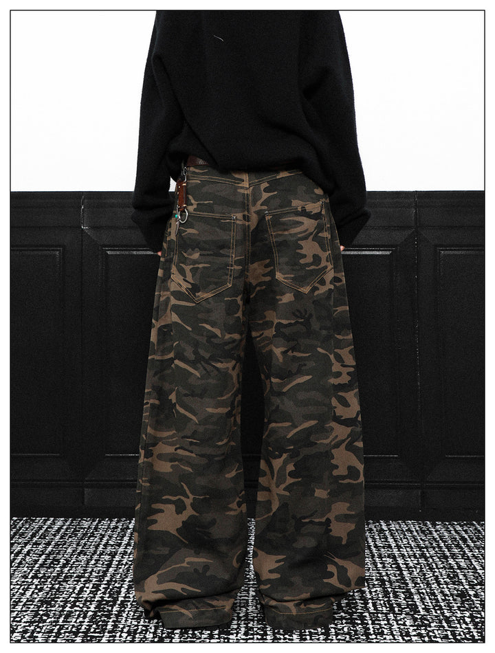 FRONT POCKET WIDE CAMO PANTS AEDES4581 - Deuku