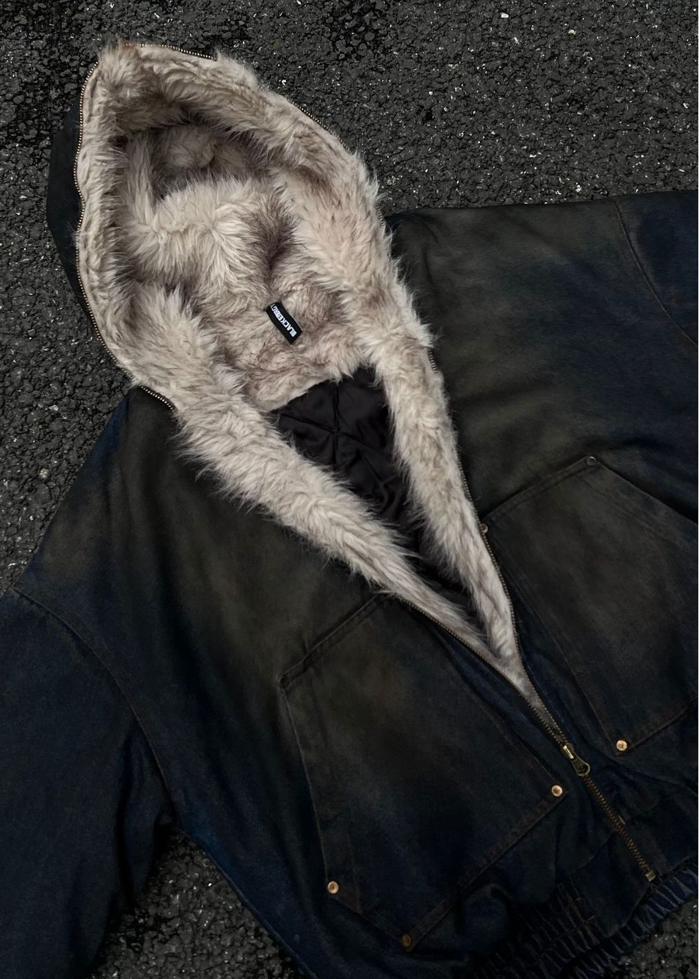 GRUNGE DENIM FUR HOOD BLOUSON BEDES4529