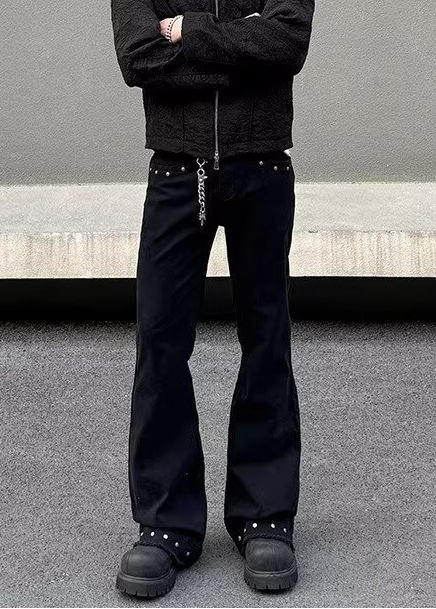 STUDDED FLARE DENIM PANTS BEDES4751