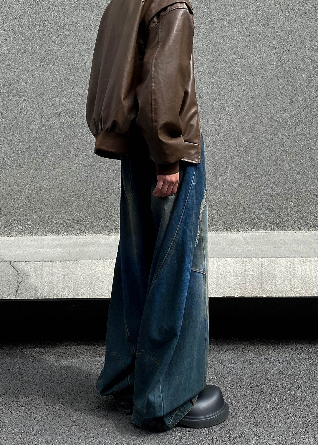 FADE DAMAGED WIDE BAGGY DENIM AEDES4566 - Deuku