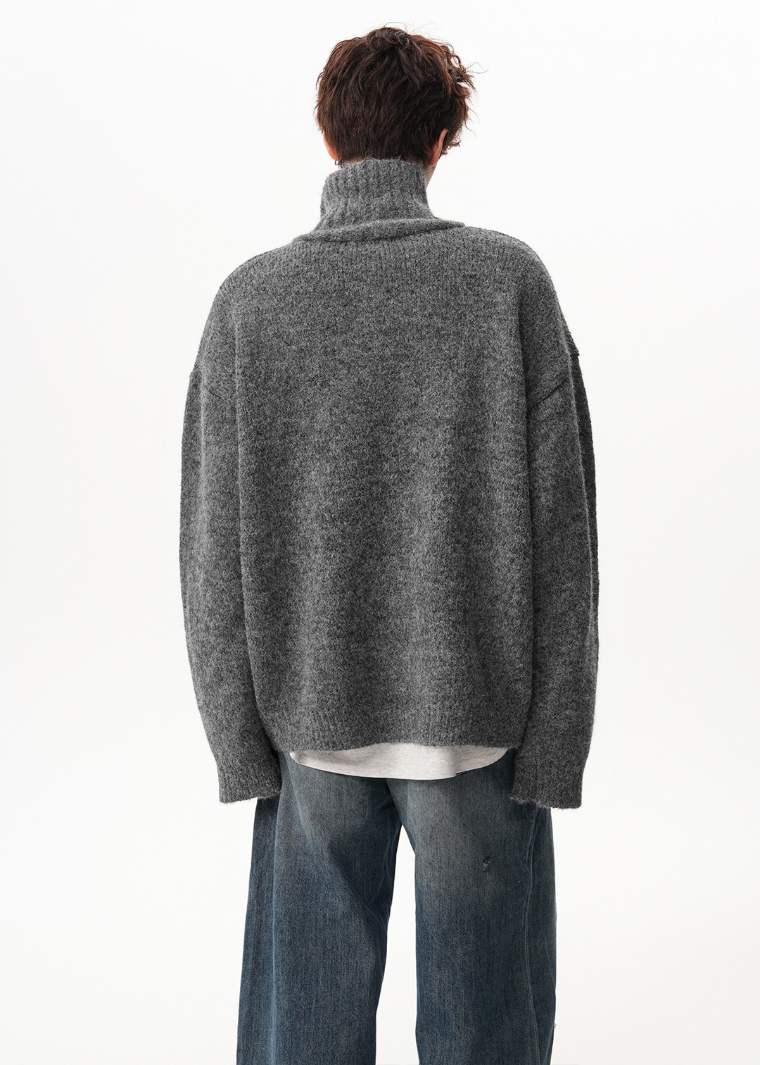 BUTTONED HIGH COLLAR KNIT SWEATER BEDES4549