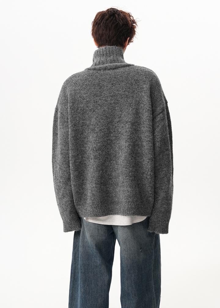 BUTTONED HIGH COLLAR KNIT SWEATER BEDES4549