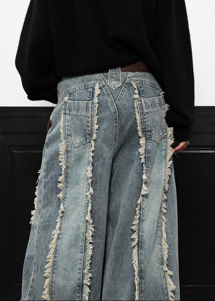 FRINGE STRIPE WIDE DENIM PANTS AEDES4580