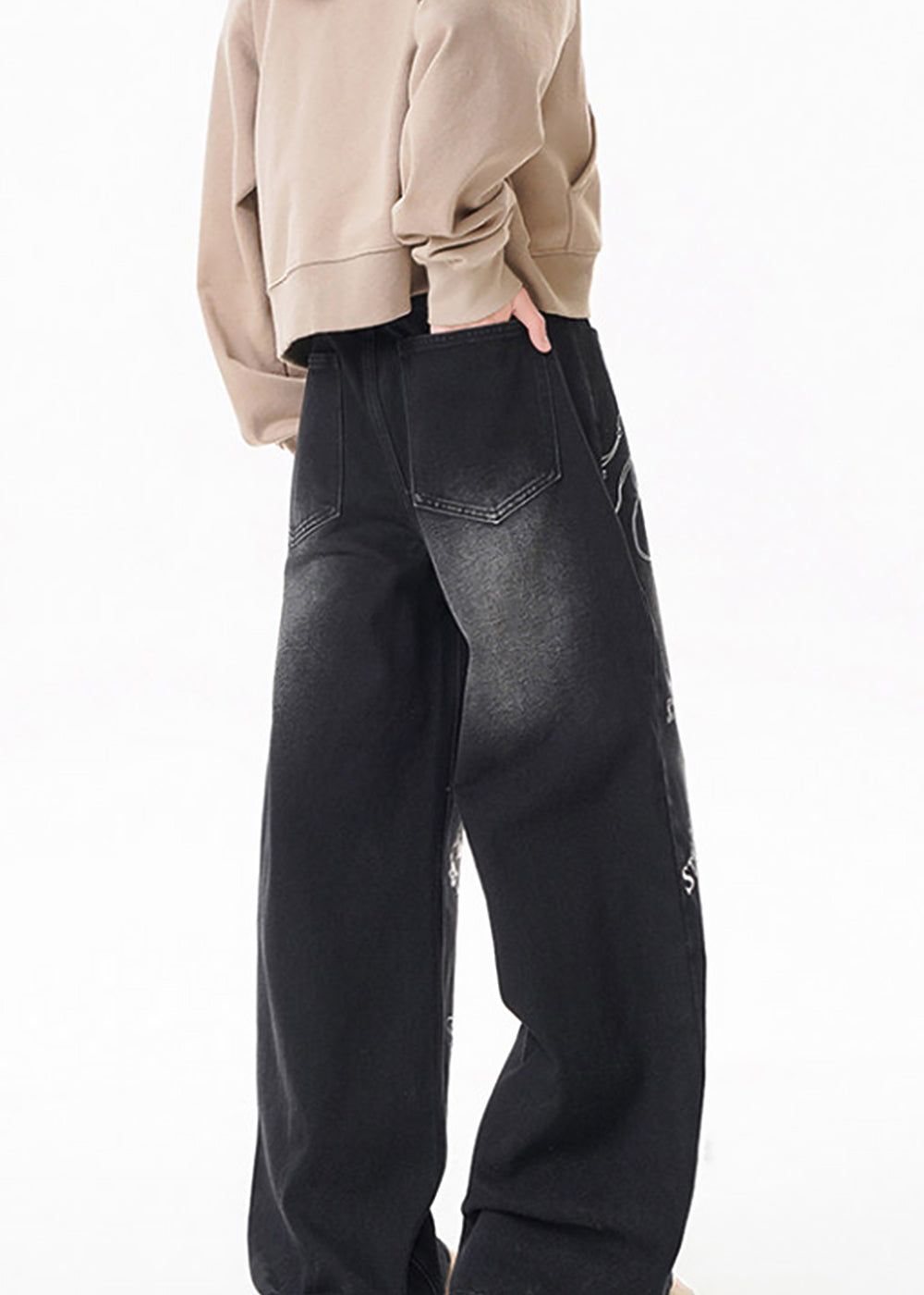 GRAFFITI WIDE LEG DENIM PANTS AEDES4573