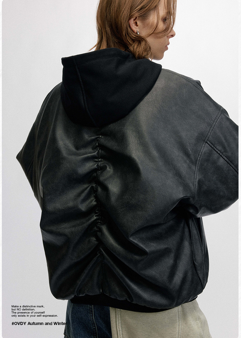 GATHERED BACK HOODED BOMBER JACKET BEDES4534