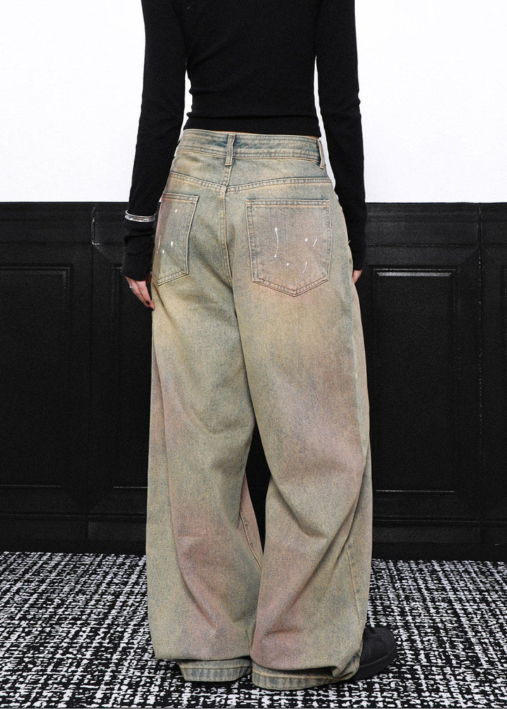 PAINT FADE WIDE DENIM PANTS AEDES4559