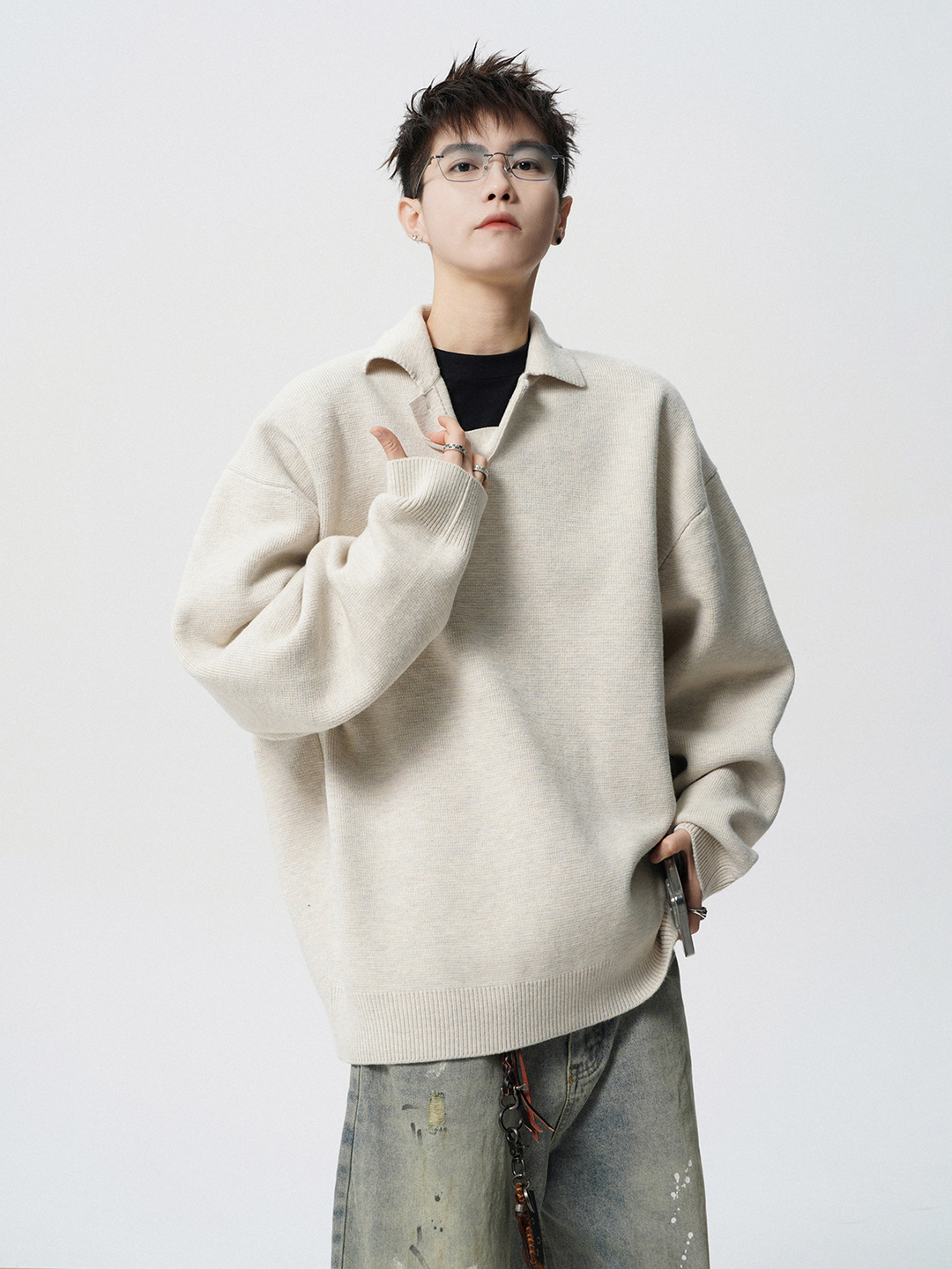 OVERSIZED POLO KNIT SWEATER BEDES4550