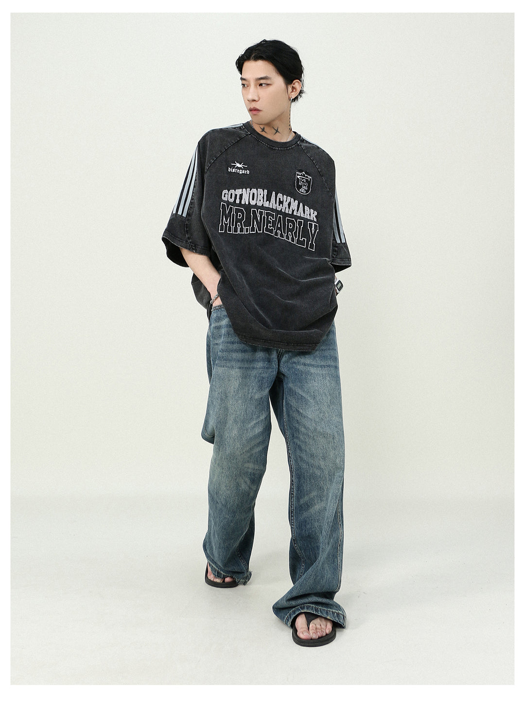 VINTAGELIKE SLEEVE LINE T-SHIRT MNDES4466