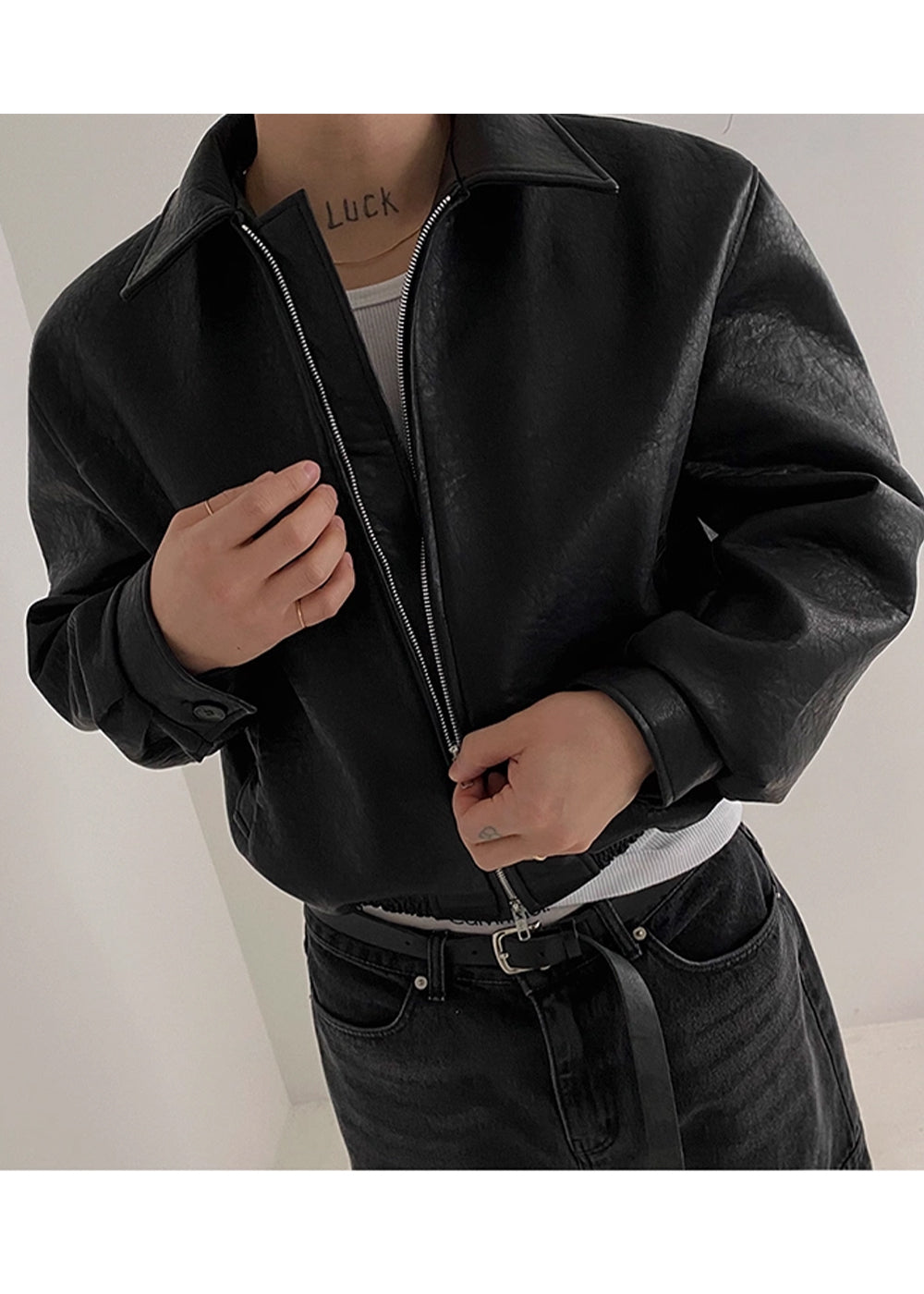 DOUBLE ZIP LEATHER JACKET BEDES4519