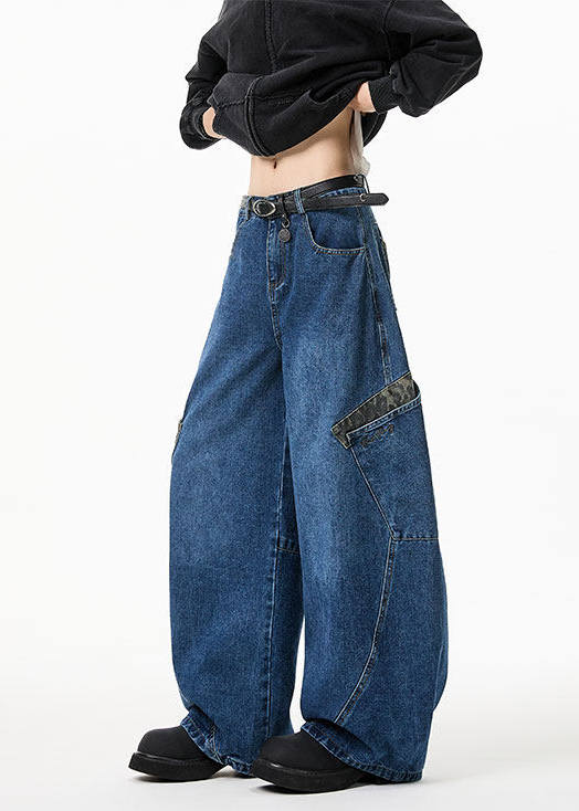 LEOPARD PATCH WIDE CURVE DENIM PANTS AEDES4593