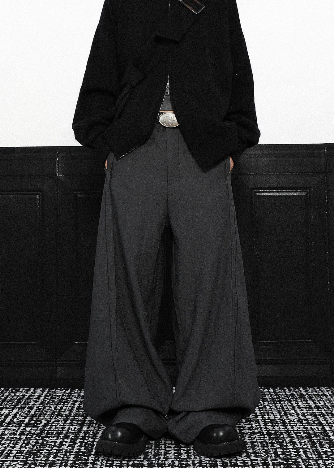 URBAN DRAPE WIDE BAGGY SLACKS AEDES4563 - Deuku